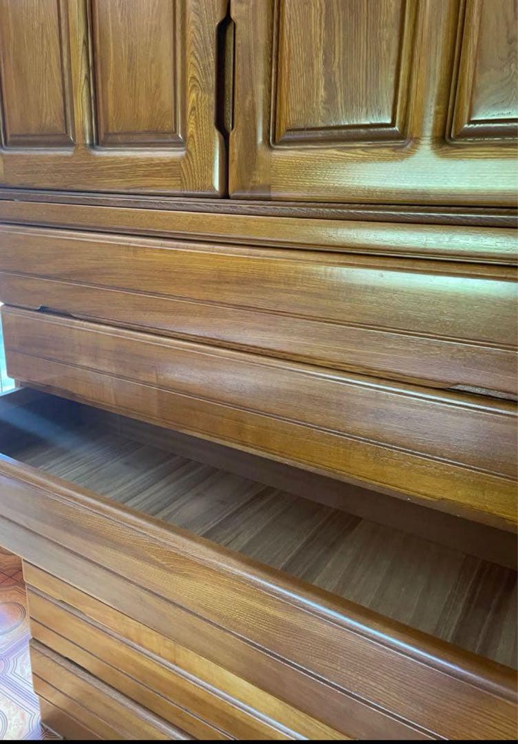 着物収納棚4段 着物箪笥　婚礼箪笥 和ダンス 大川家具　レトロ　木目調