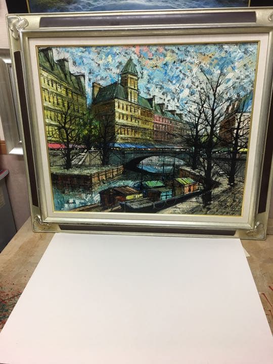 油絵手書き原画  ベニスの運河  イタリア画家バツシーニ作品大作