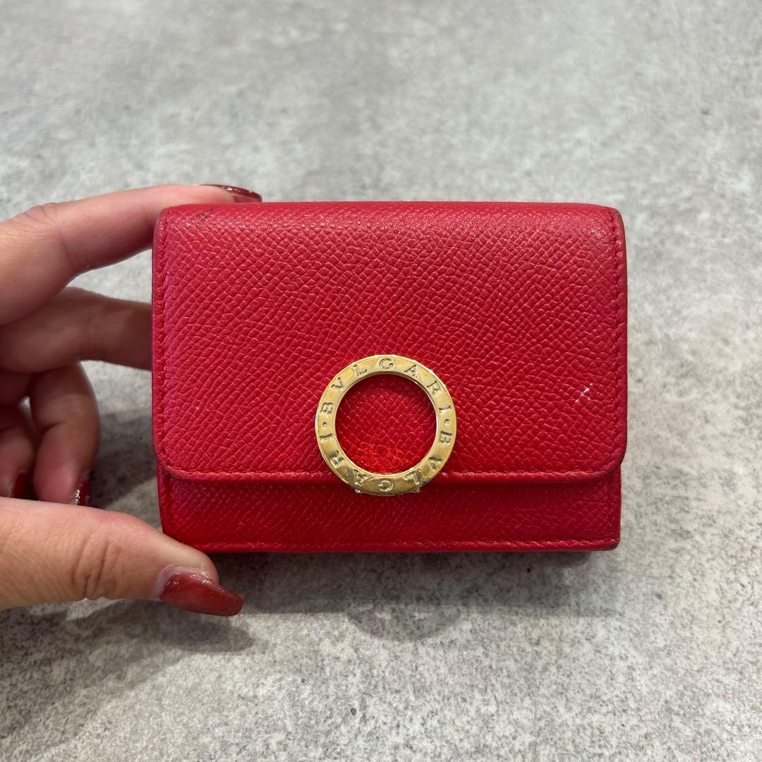 【sk/12.20/10】BVLGARI レッド 三つ折り財布