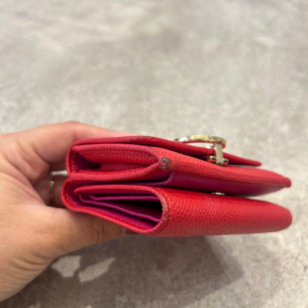 【sk/12.20/10】BVLGARI レッド 三つ折り財布