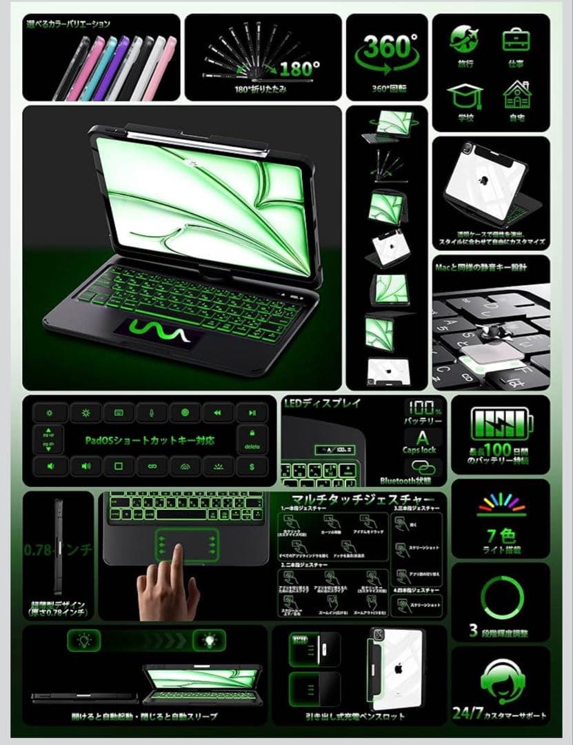 Bluetoothキーボード付きiPadケース