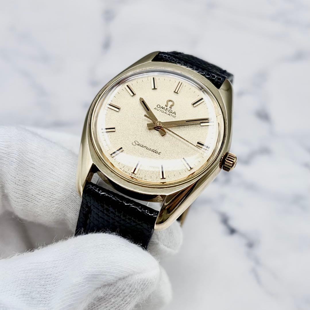 【極美／OH済】オメガ シーマスター 自動巻き サンドブラスト文字盤 新品ベルト