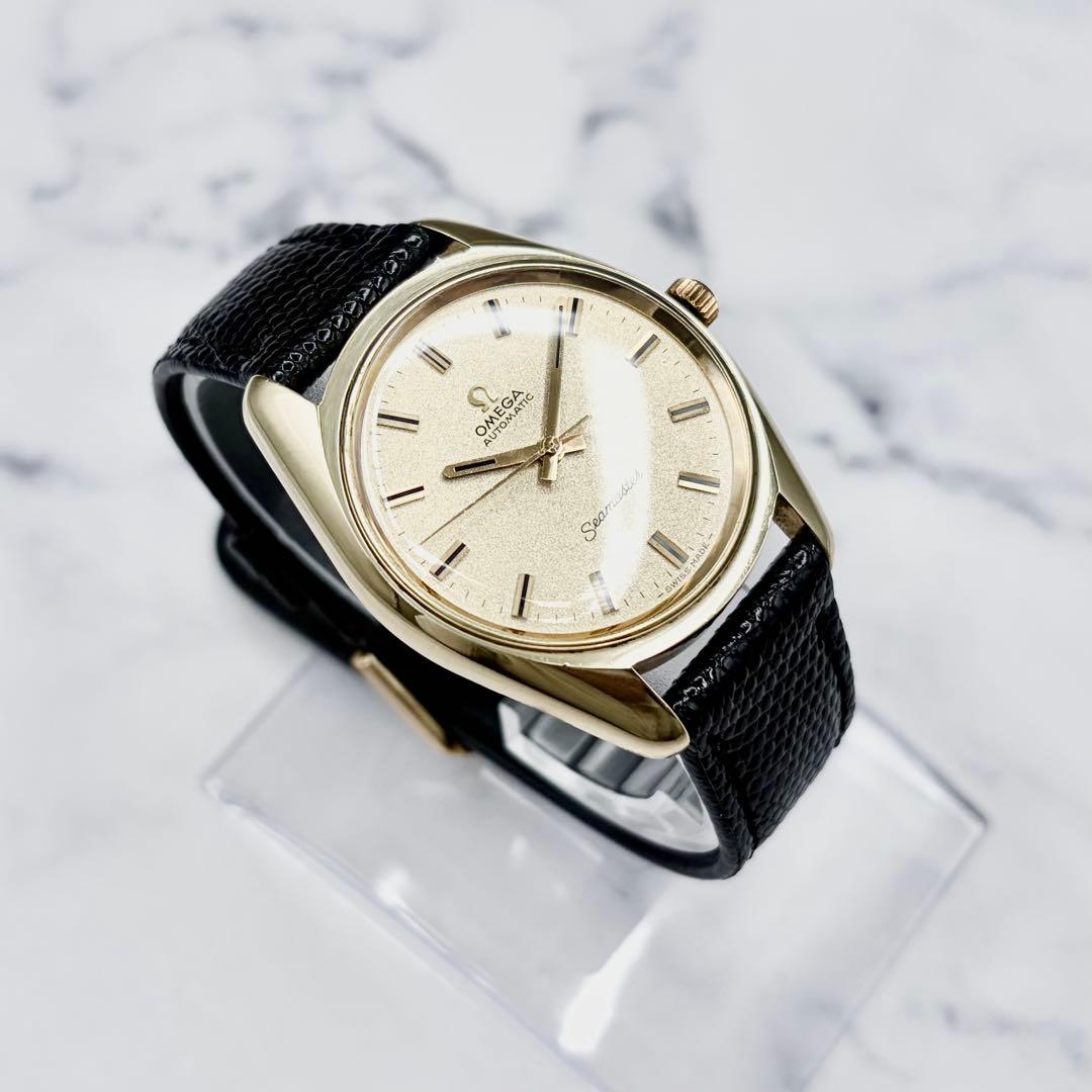 【極美／OH済】オメガ シーマスター 自動巻き サンドブラスト文字盤 新品ベルト