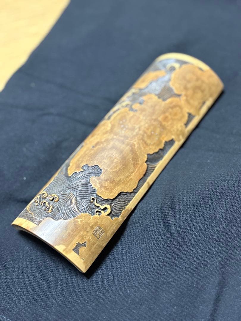 005茶則 煎茶 茶道具 茶合 仙媒 中国茶 日本茶 竹製彫刻 波 千波 竹工芸