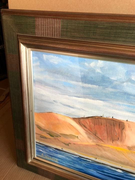 F8 額縁 油絵 ゴールド グリーン 絵画 アンティーク