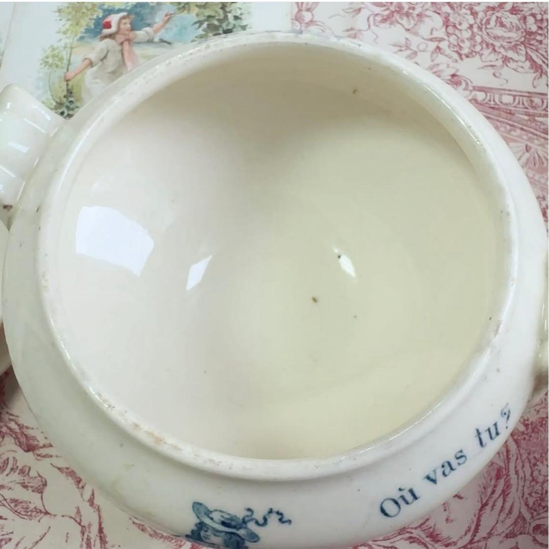 セール　フランスアンティーク　おままごと食器　赤ずきん　青　スーピエール