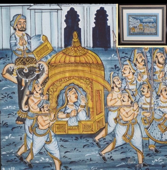 送料無料 イタリアローマ購入 肉筆絹本細密絵画 西洋骨董