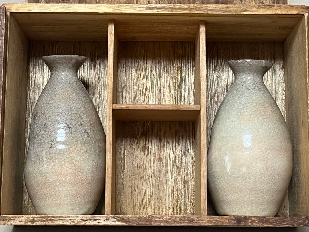 骨董品　酒器　7点　徳利　おちょこ　木製茶箱 草泉　昭和レトロ　萩焼