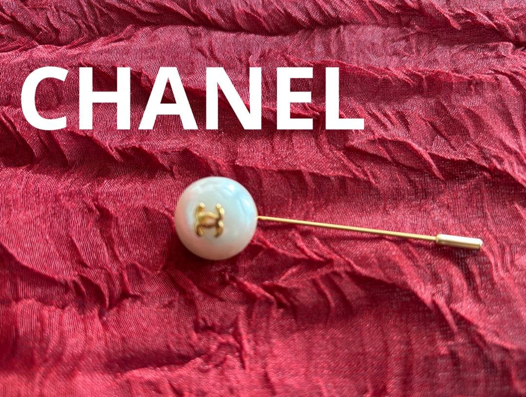 新品　CHANELシャネル　ココマーク フェイクパール　ピンブローチ　ゴールド
