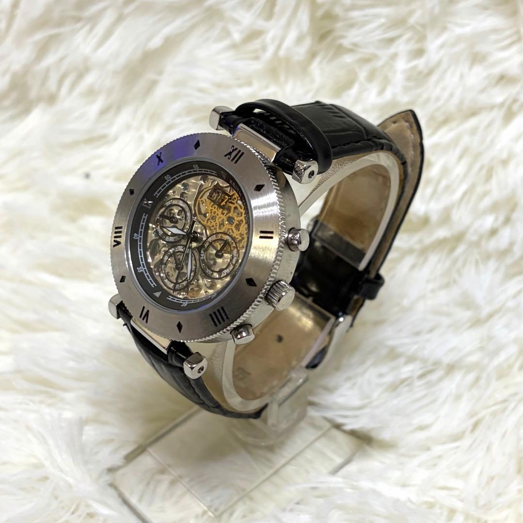 キースバリー スケルトン 自動巻き オートマチック トリプルカレンダー 裏スケ