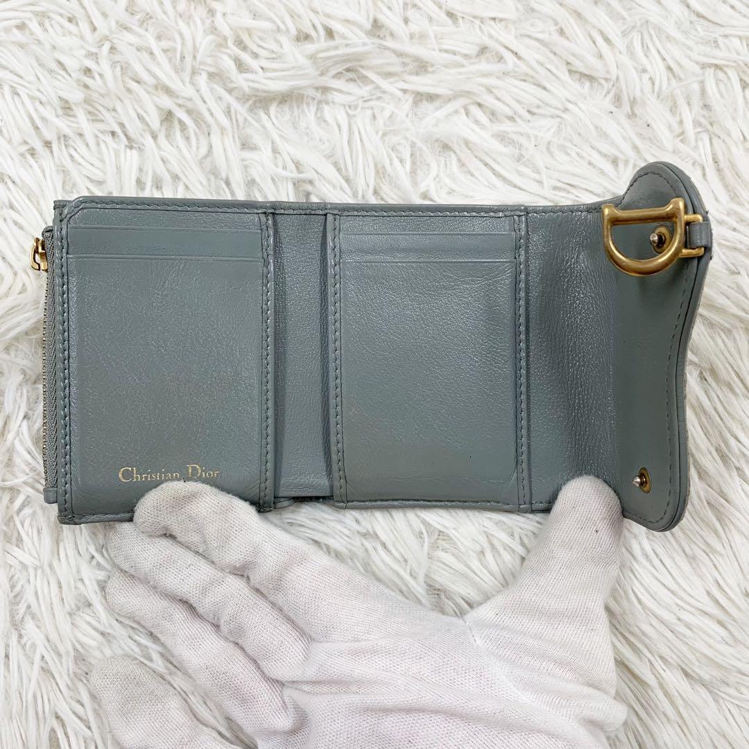 【✨美品✨】ディオール 三つ折り財布オブリーク サドル トロッター柄 グレー