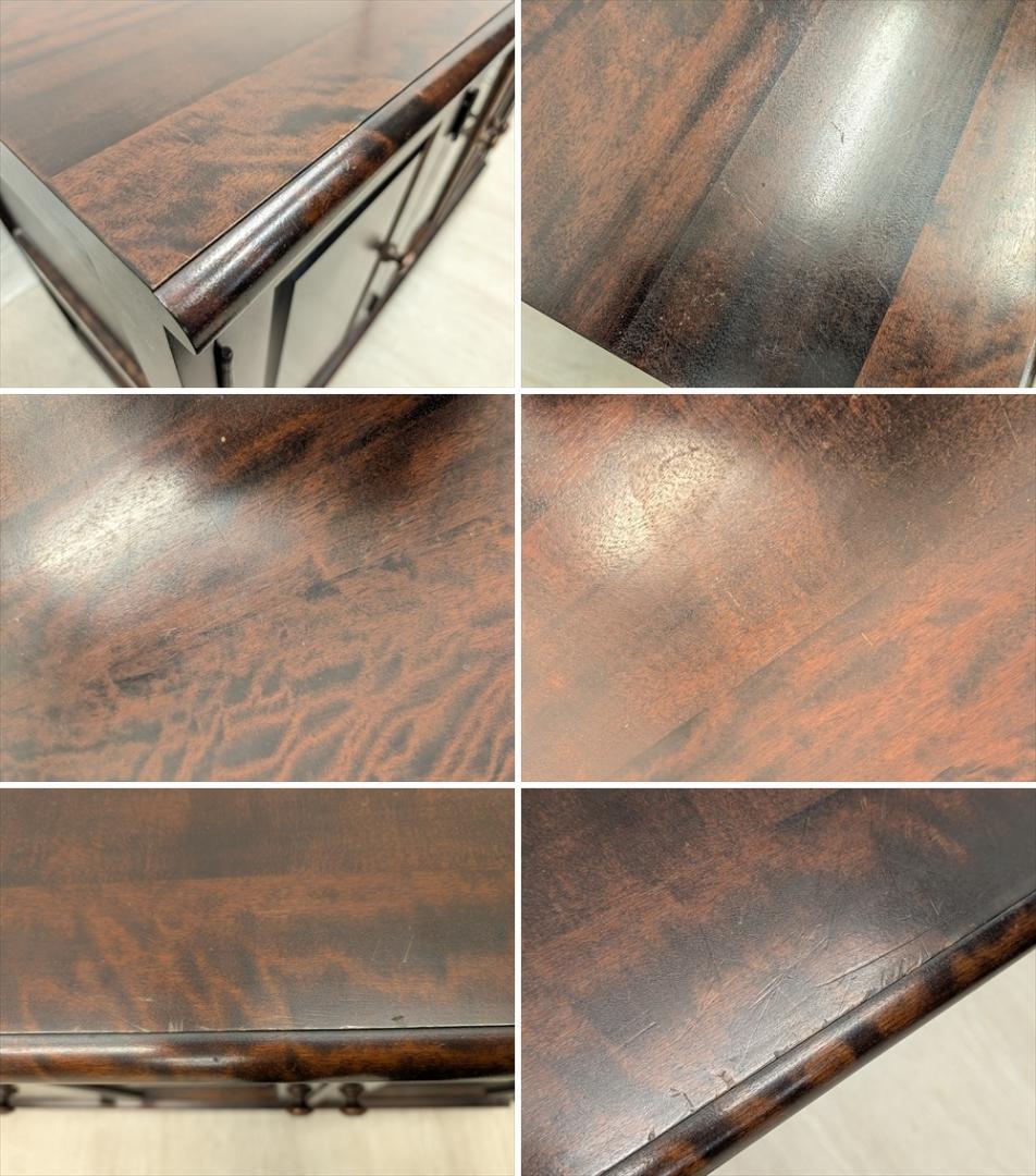 北海道民芸家具　カバ材　無垢　サイドボード　リビングボード　キャビネット　飾り棚