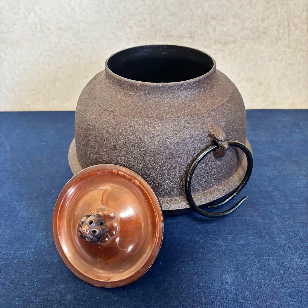 風炉 茶釜 電熱器 唐銅朝鮮風炉釜 野々田商店製電熱器 金森紹栄造 敷板 茶道具