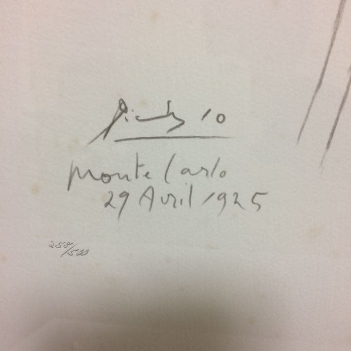 ピカソのリトグラフで、ピアノ教師です。額93センチ✖︎74、絵65センチ✖︎48です