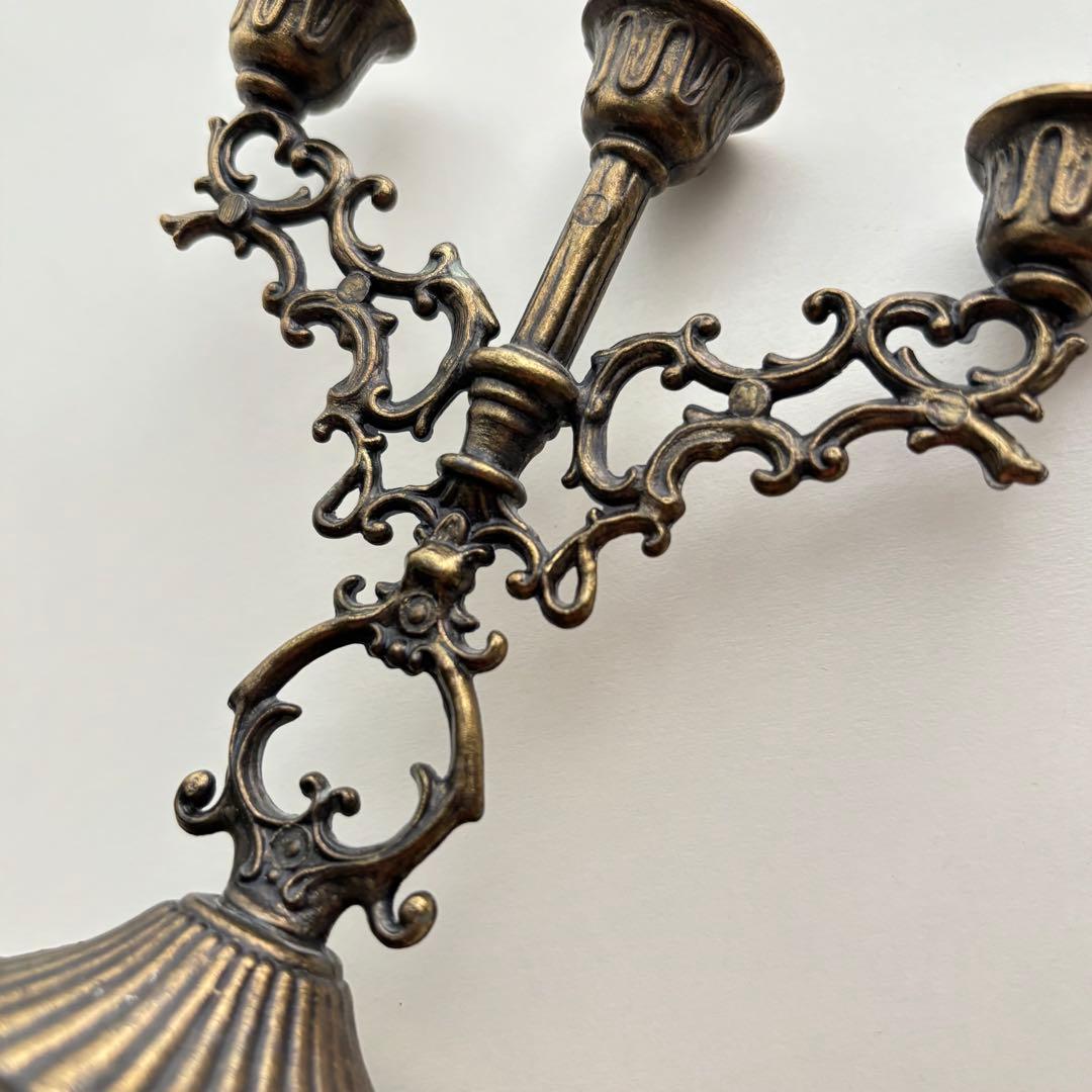 【イギリス】ヴィンテージ キャンドルホルダー ブロンズ ゴールド3灯 ブラス