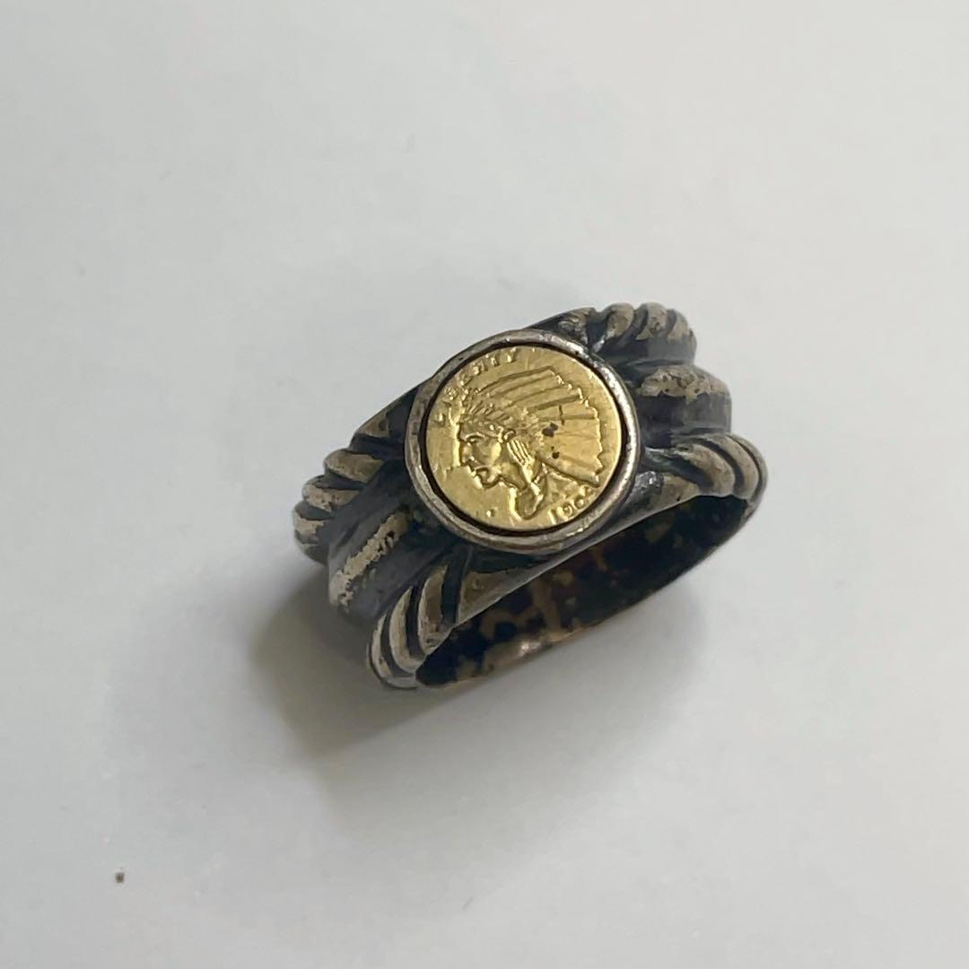 ひ*こ様 K18 925刻印 リング 指輪 インディアンモチーフ 約11号