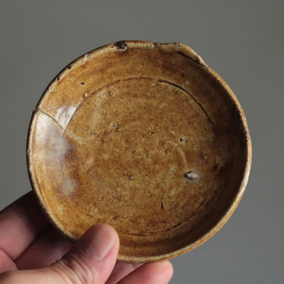 美濃 飴釉 小皿 No.3 古美術 古道具 アンティーク