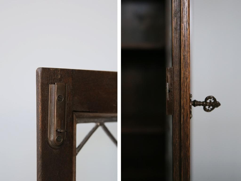 英国アンティークJC製ブックケースキャビネット/本棚/食器棚/飾り棚(91-55