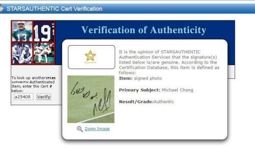 直筆サイン入り写真 マイケル・チャン テニス選手/フレームなし/SA鑑定済