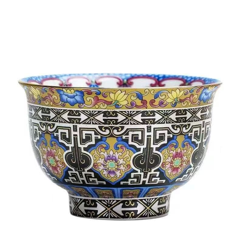 多色花柄陶器ボウル