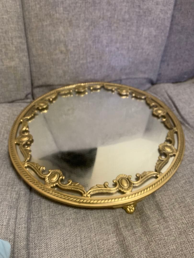 真鍮製ミラー ミラートレイ 鏡 アンティーク