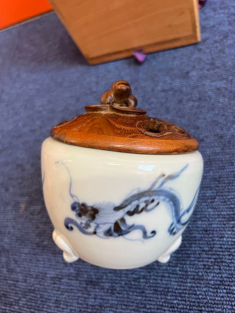 1138  中国　骨董　龍文香炉　時代物