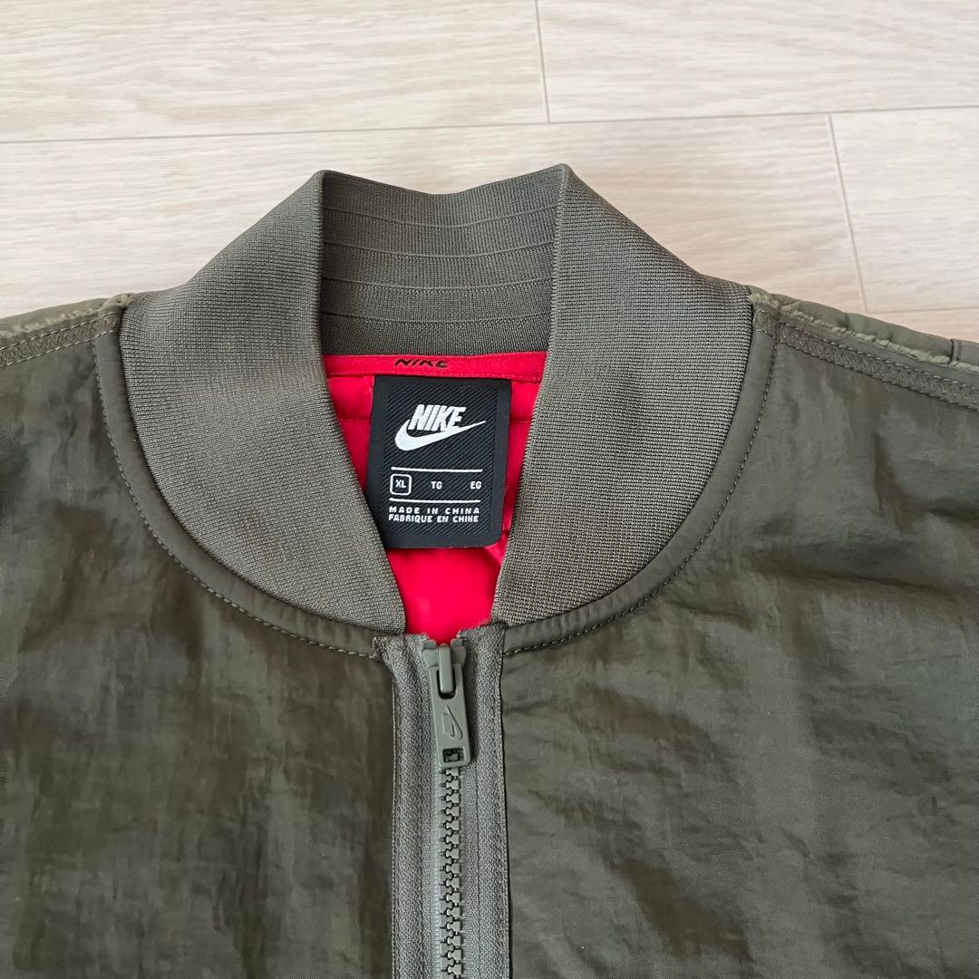 XLサイズ NIKE ナイキ スリーブチェック ボンバージャケット MA-1 赤