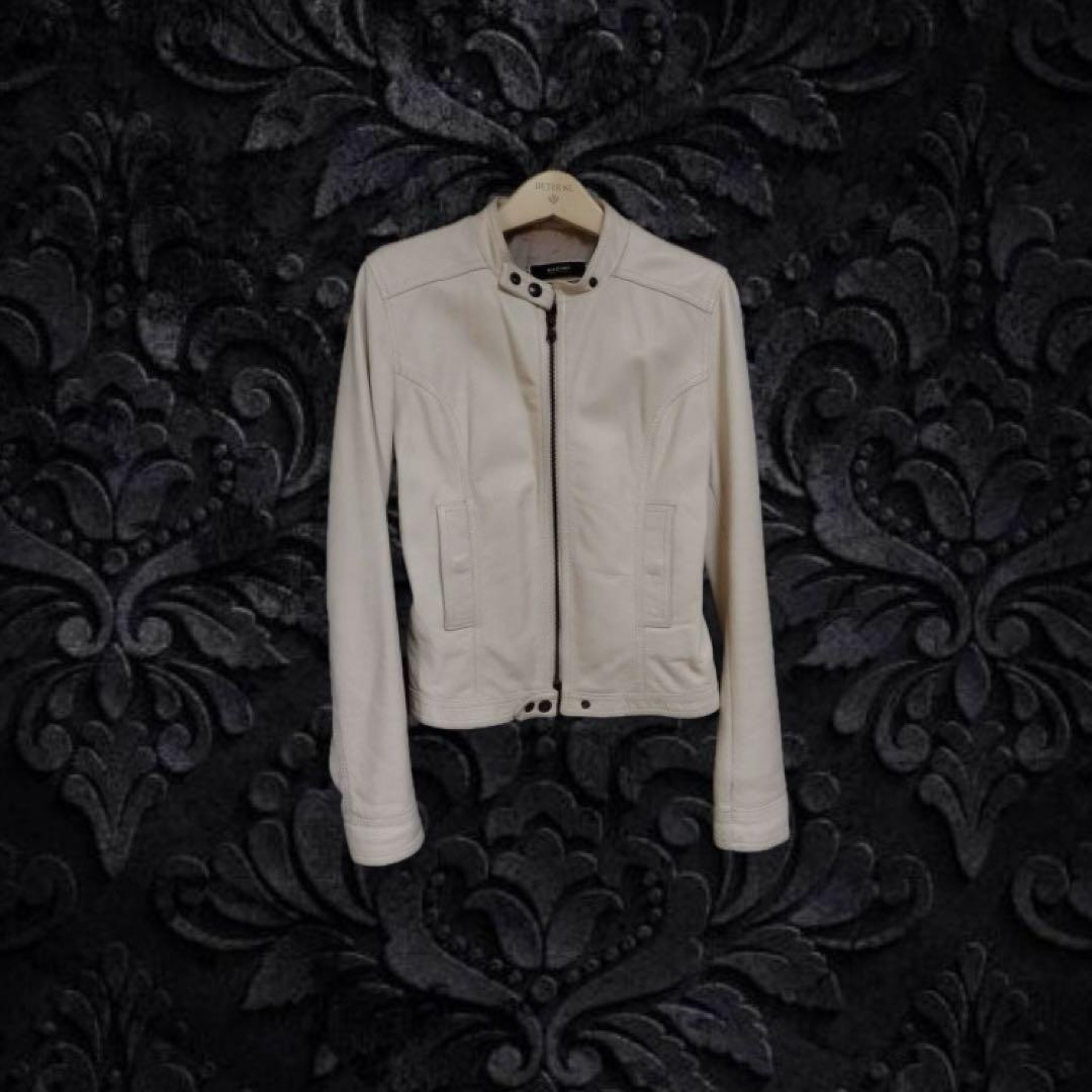 イタリア製00s y2k vkei drip opiumホワイトレザージャケット