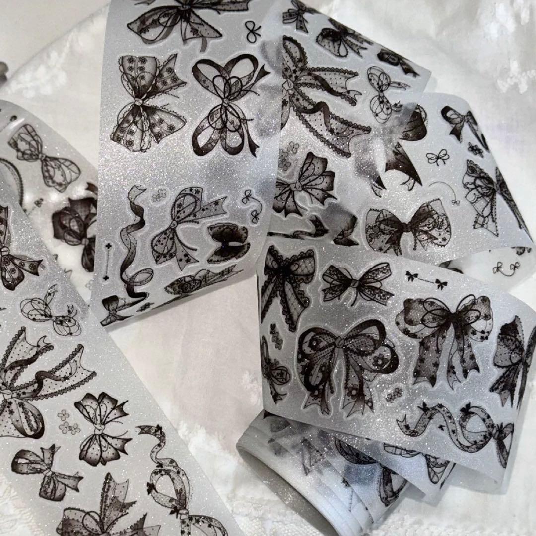 闪砂 蕾丝蝴蝶结-黑 5cmx5m 海外マスキングテープ　海外マステ　リボン