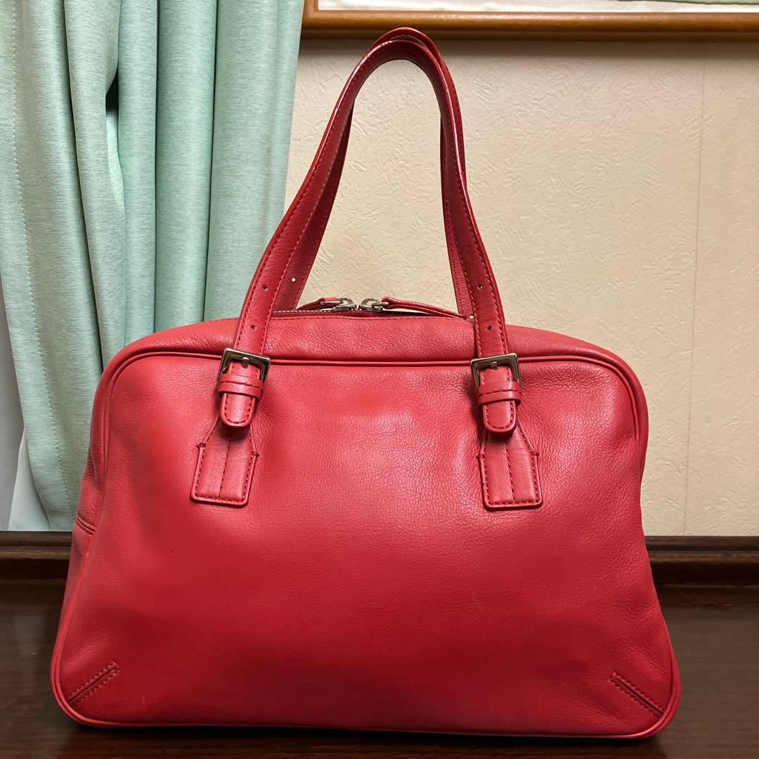 【超希少】バーバリー赤 レザー ハンドバッグ