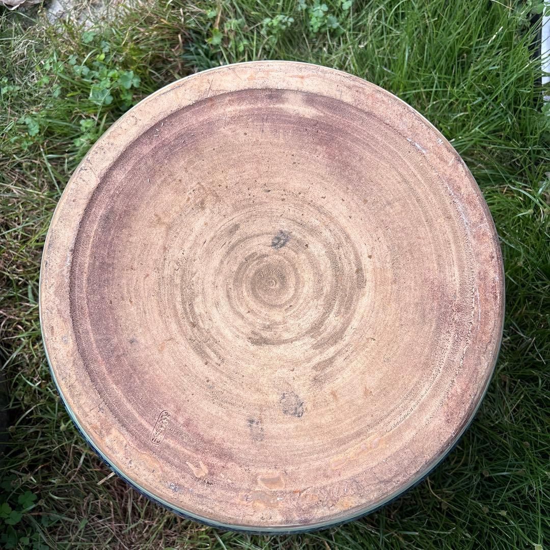 火鉢 陶器鉢 染付 古民具 睡蓮鉢 金魚鉢 有田焼 水鉢 花柄 彫り 伊万里焼