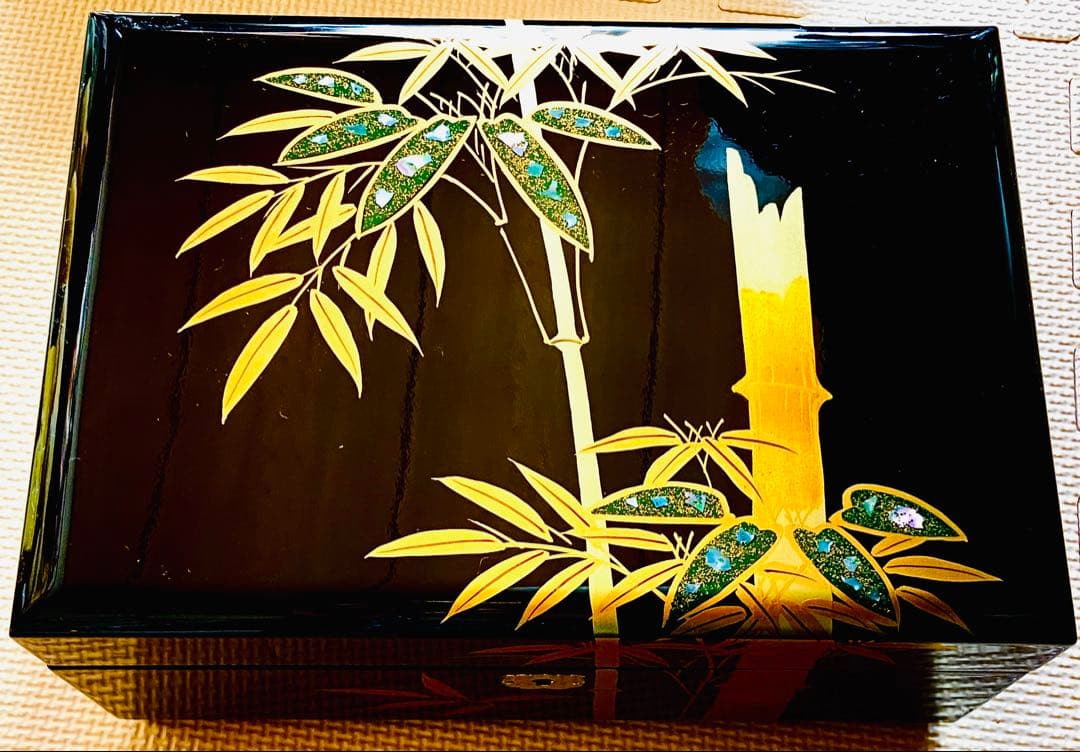 会津塗　オルゴール付きジュエリーケース　笹竹