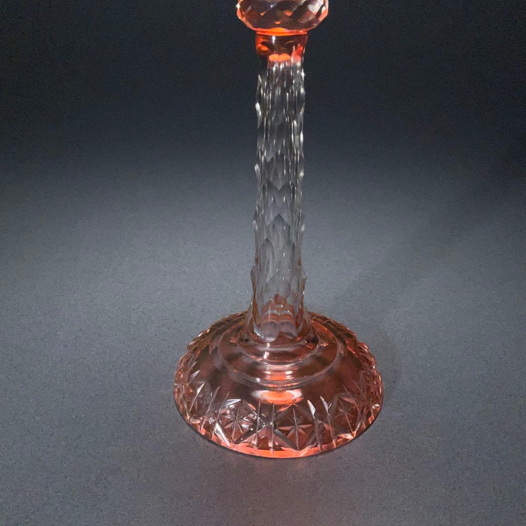 【希少】アンティークグラス　カットガラス　赤　ワイングラス　美品　R1332ダI