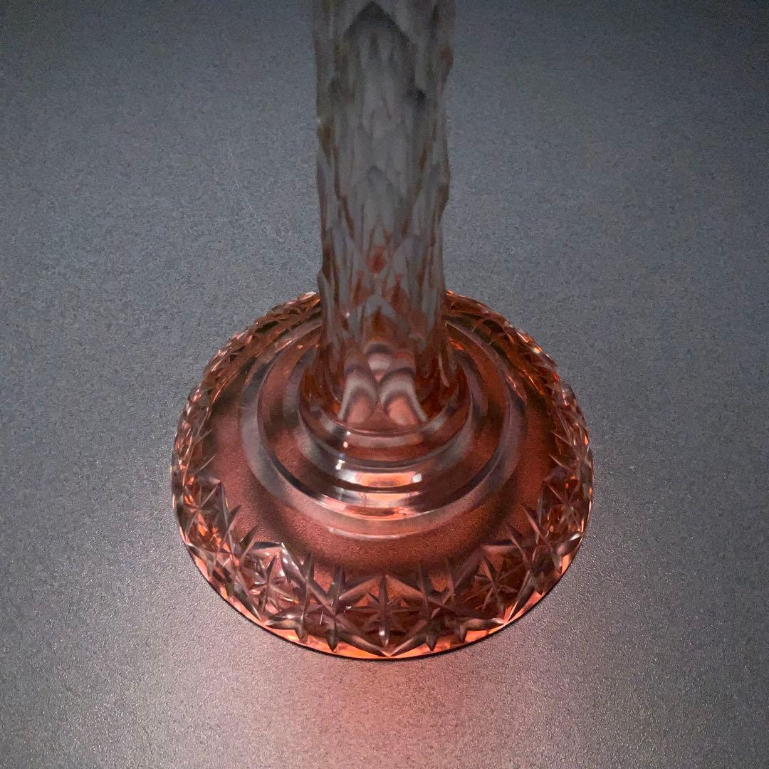 【希少】アンティークグラス　カットガラス　赤　ワイングラス　美品　R1332ダI