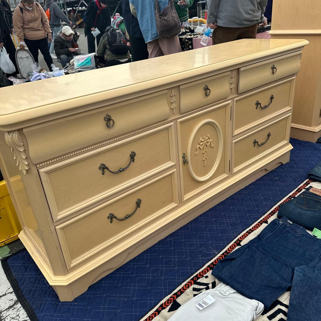 クラシックスタイル 木製箪笥 クリーム色 6引き出しリンホーリン近県限定