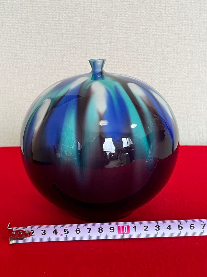 人間国宝 三代 徳田八十吉 彩釉 壺 管理T247 共箱 共布 陶歴付