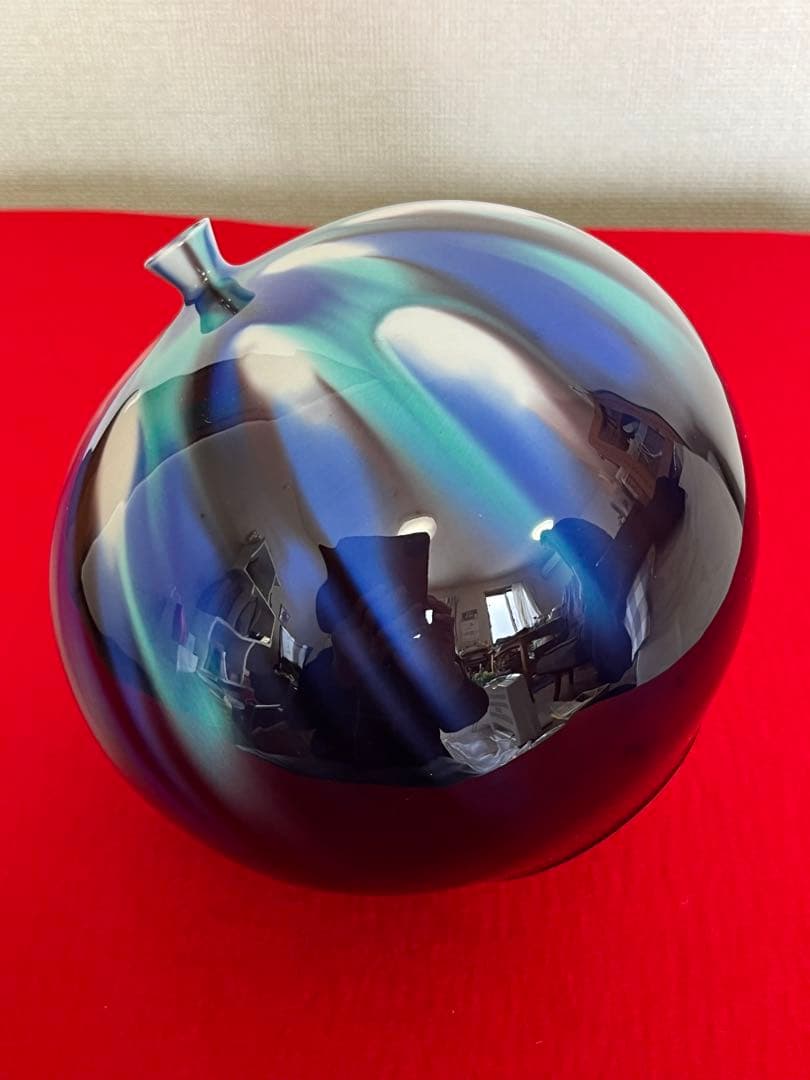 人間国宝 三代 徳田八十吉 彩釉 壺 管理T247 共箱 共布 陶歴付