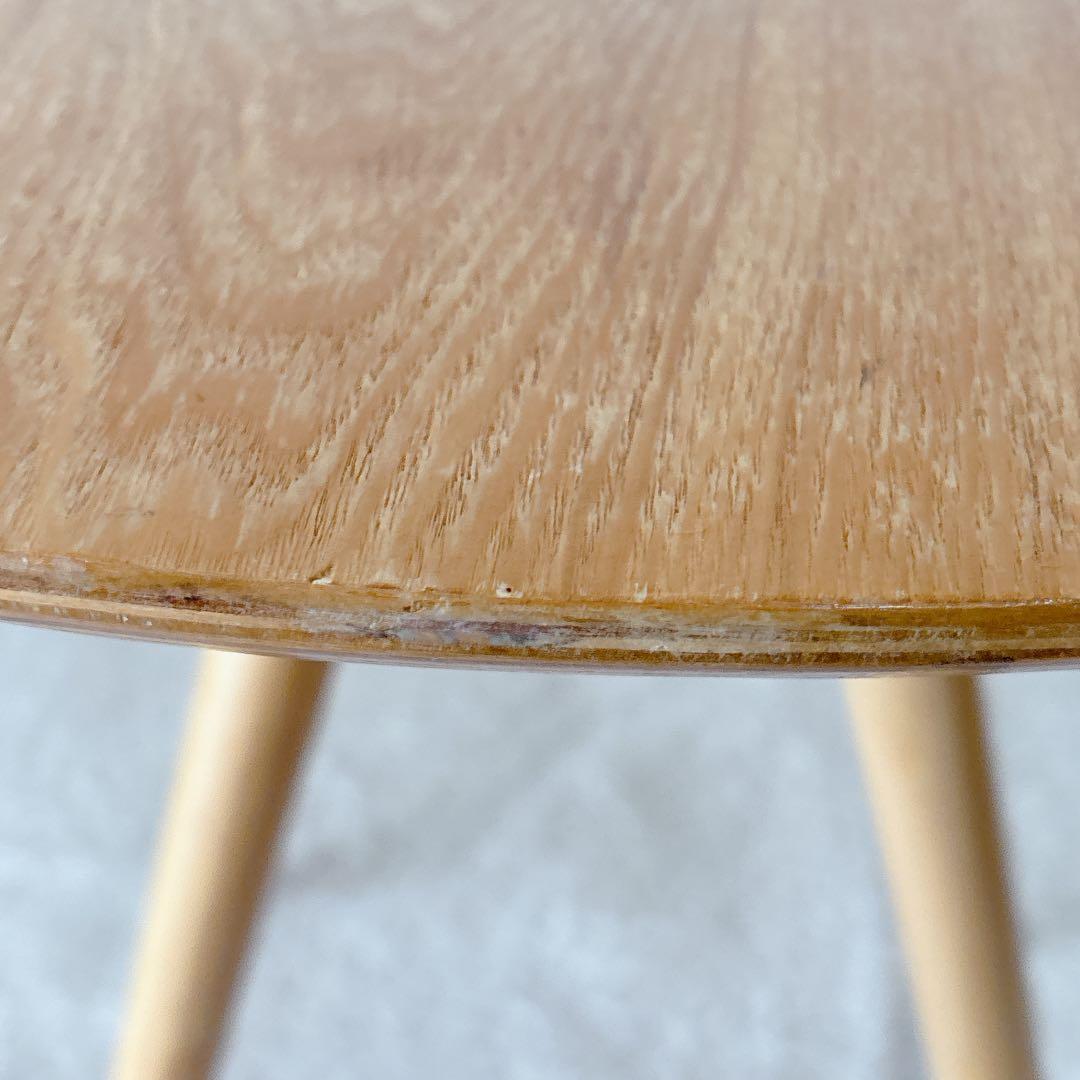 美品】オシャレ ラウンド カフェテーブル オーク材 丸 ４本脚 北欧ハイテーブル