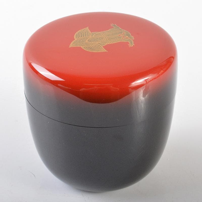 茶道具　松雲造　登亀蒔絵　中棗　極め箱　M　R6556