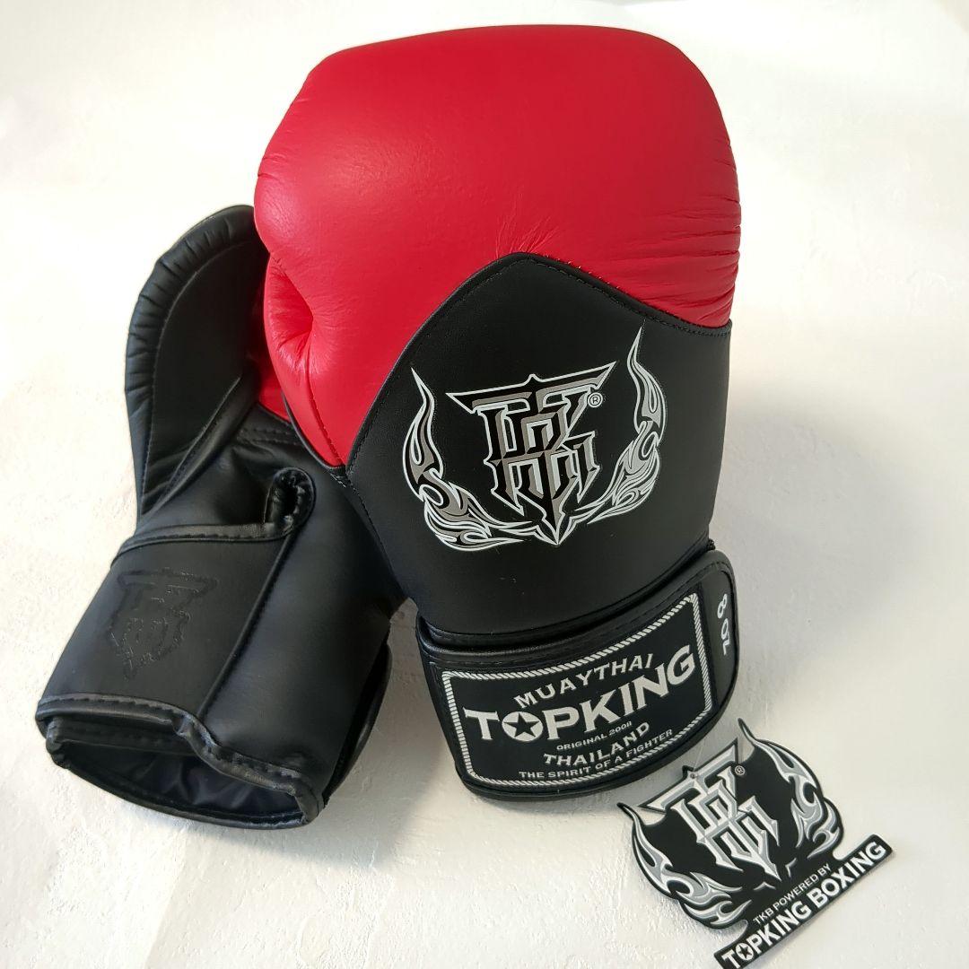 未使用TOPKING8ozツートンカラーボクシンググローブ　本皮　黒レッド
