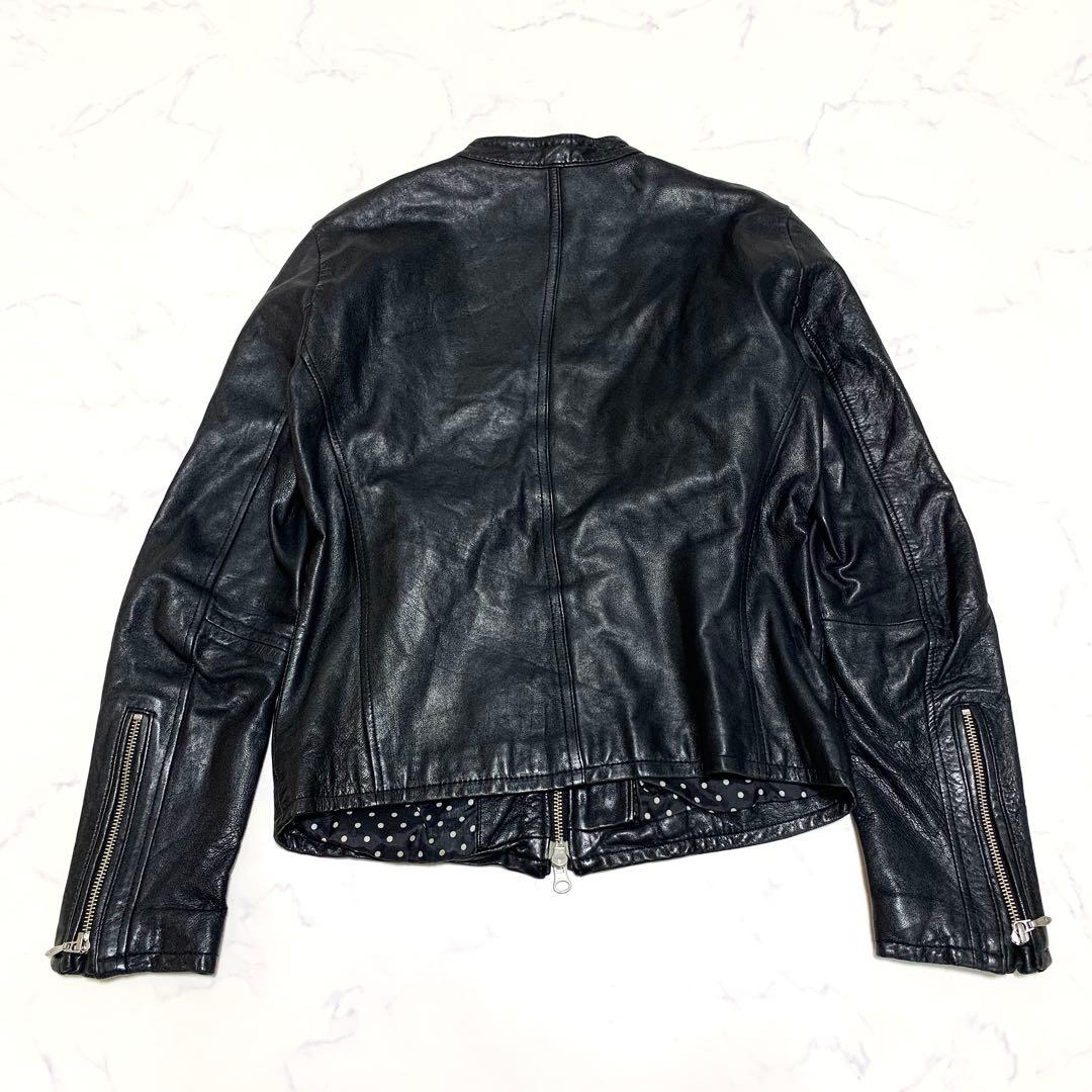 ヴァンキッシュ レザージャケット シングル ライダース ドット 黒 S 羊革