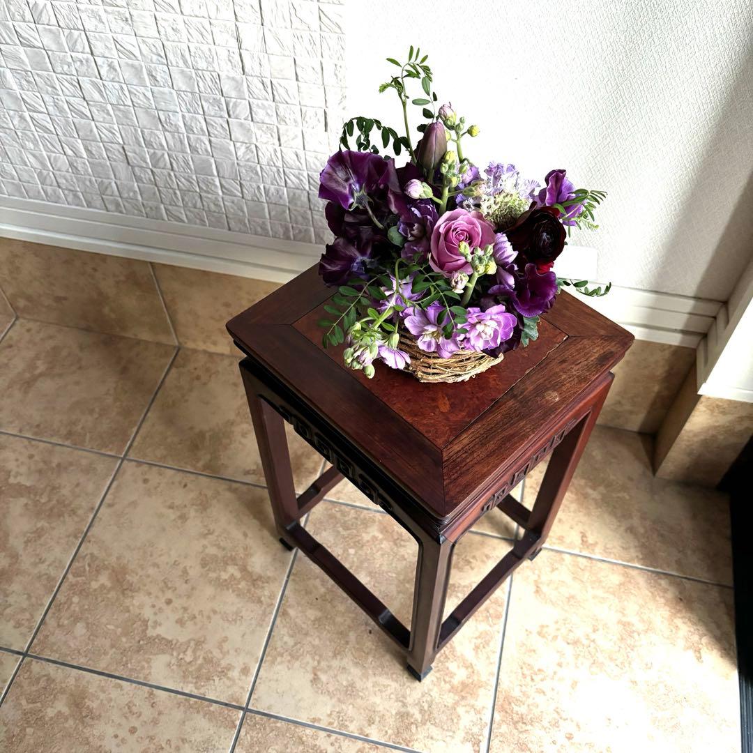 サイドテーブル アンティーク 唐木 花台 飾り台 香炉台 盆栽台