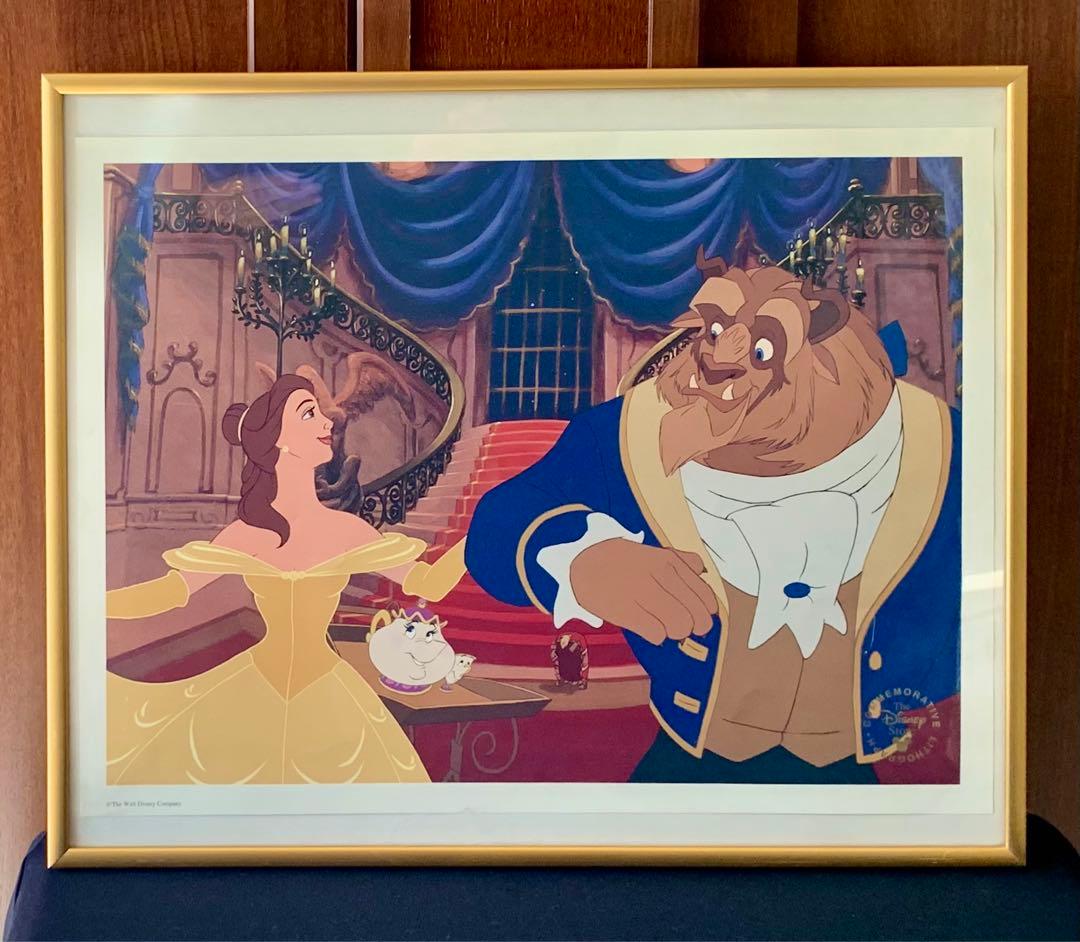 【ディズニー・リトグラフ】「美女と野獣」(アルミフレーム付き)【美品、レア】