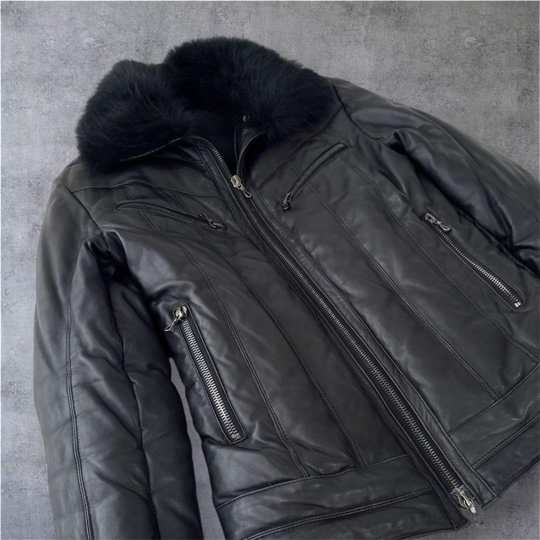 【専用出品】SHELLAC レザーダウンジャケット 羊革 ファー取外可 48