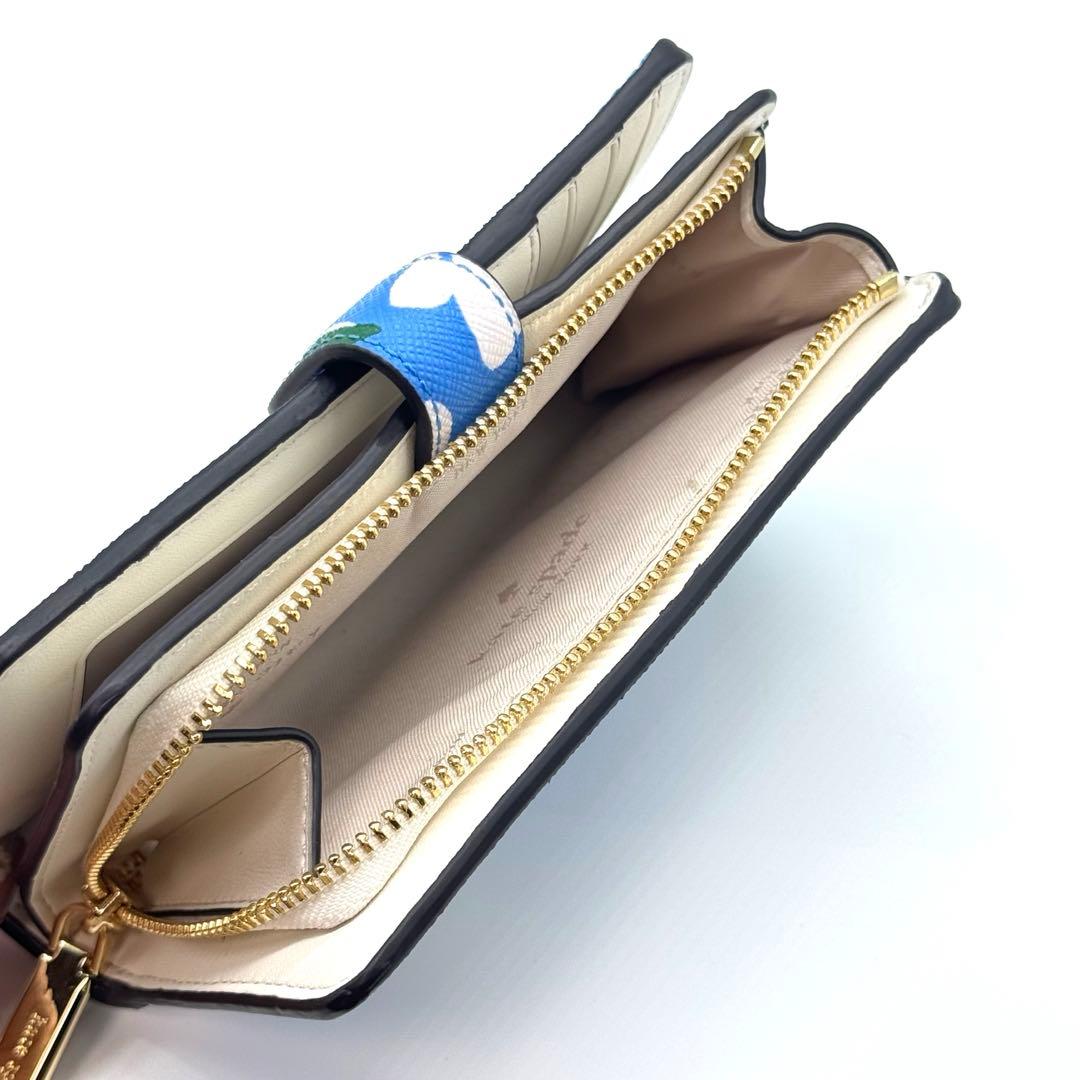 【新品】 ケイトスペード Kate spade 花柄 折り財布 青