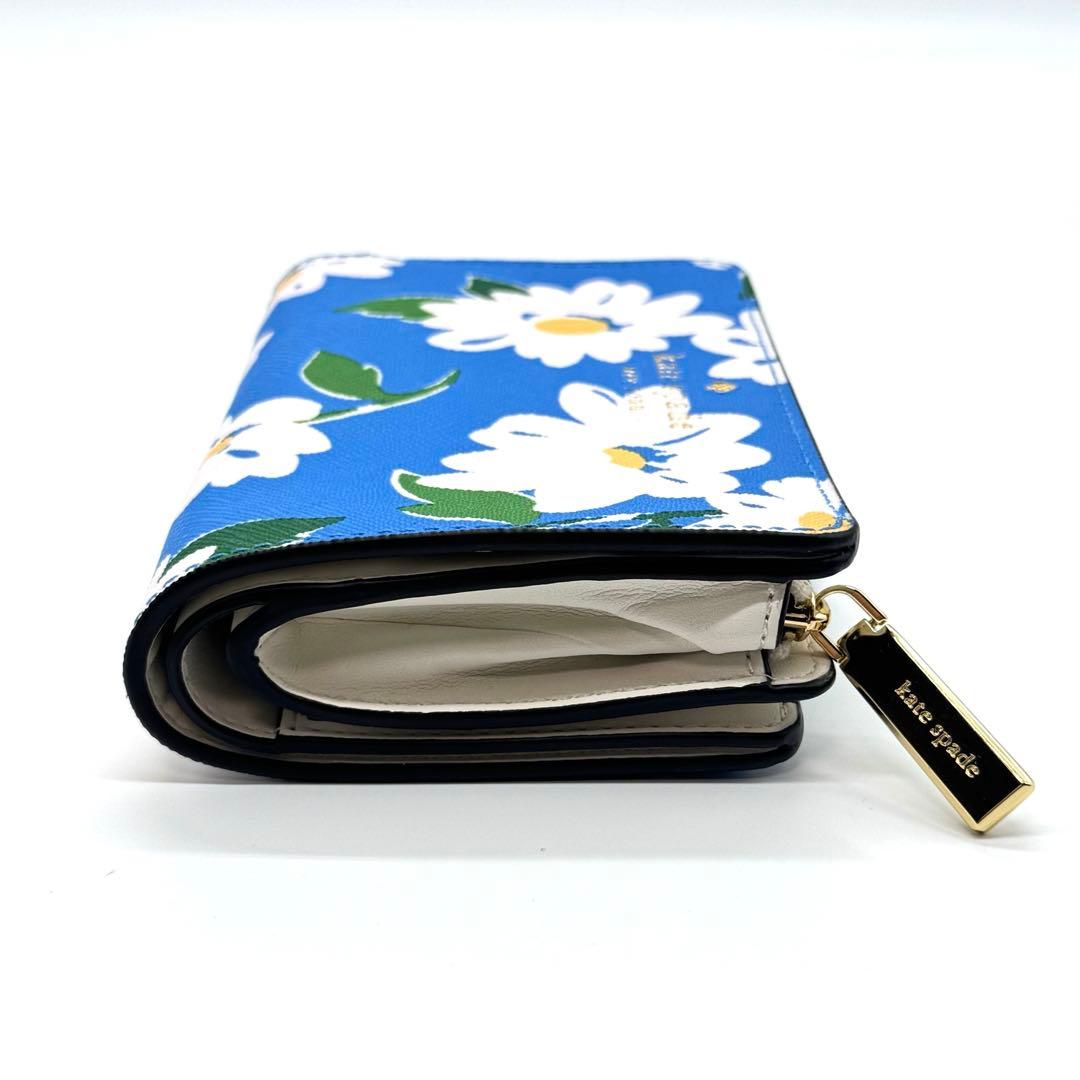 【新品】 ケイトスペード Kate spade 花柄 折り財布 青