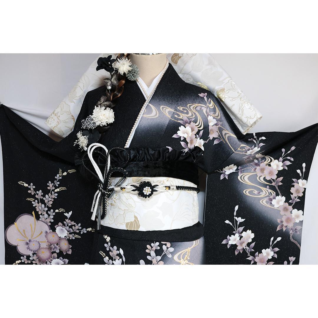 人気色！ヴィンテージ◆ 振袖6点セット ◆163cm緑系フルセット帯正絹RG46