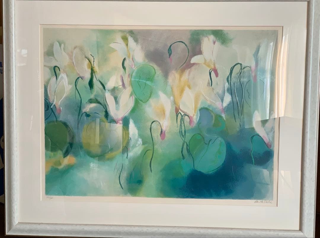 希少　大判リトグラフ　ダン・パルトゥシュ　「シクラメン」