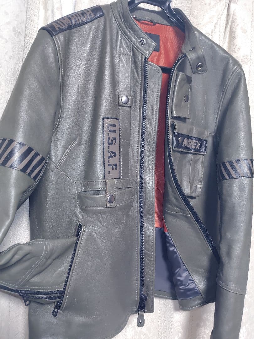 AVIREX レザージャケット 美品 シングルライダース 羊革 L