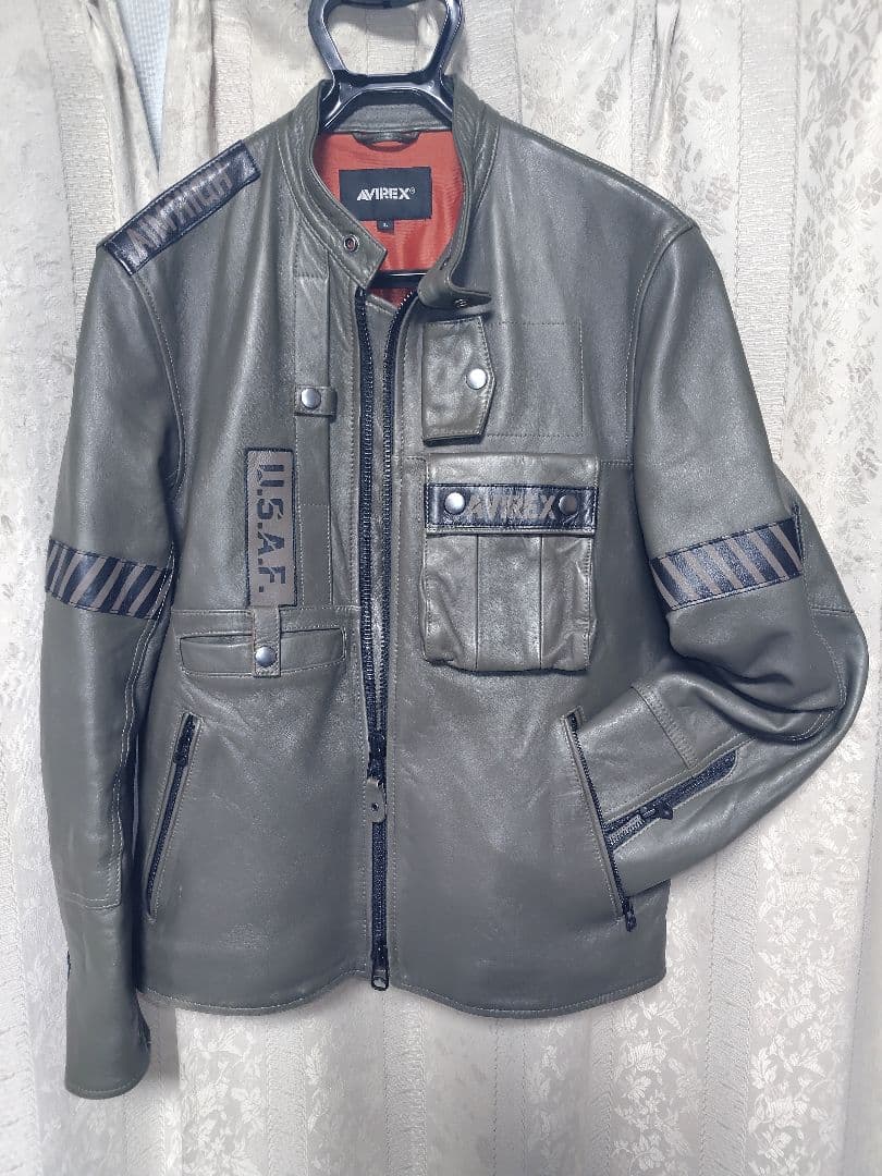 AVIREX レザージャケット 美品 シングルライダース 羊革 L